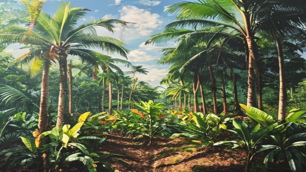 Illustration of an oil palm plantation